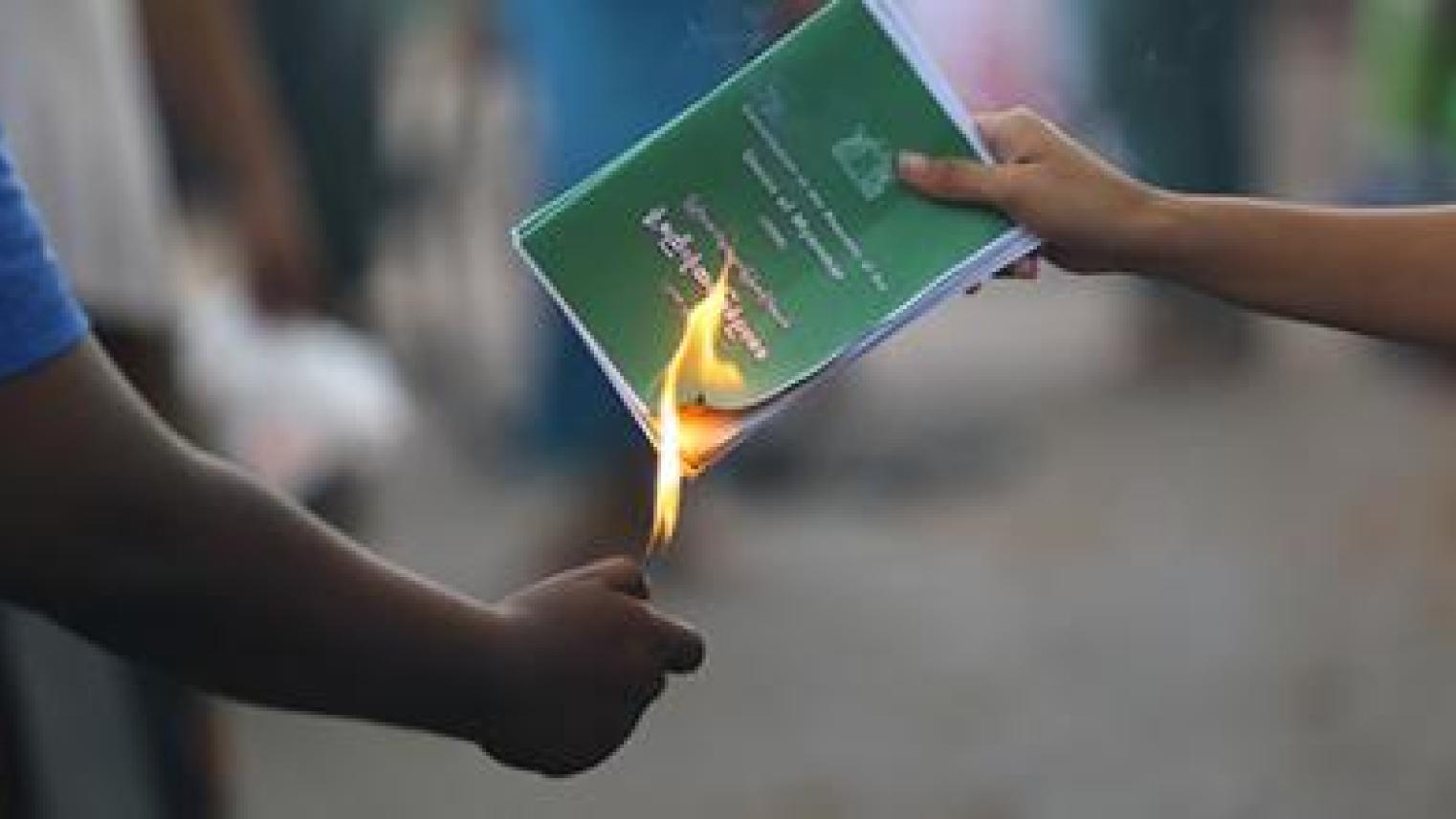 Burning pamphlet Burning pamphlet
